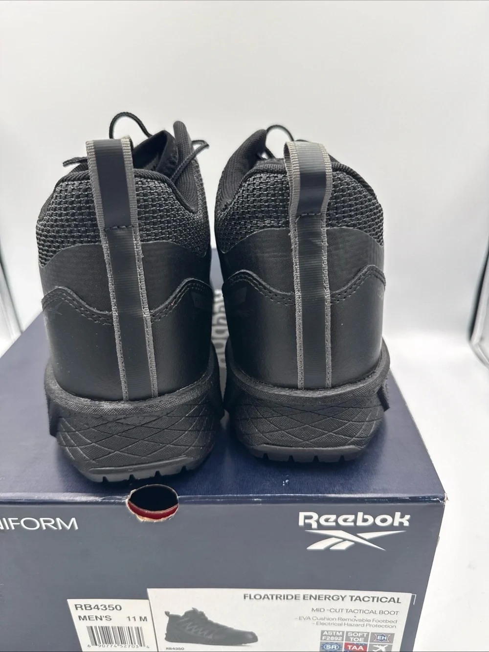 Reebok Men's Floatride Energy Frigid Grip Tactical Mid Boots Black Size 11